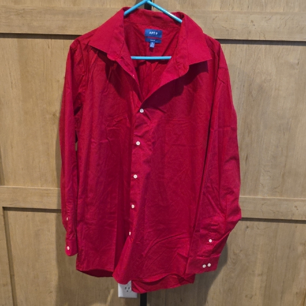 (J42) Apt. 9 Men's Vibrant Red Button Down Shirt